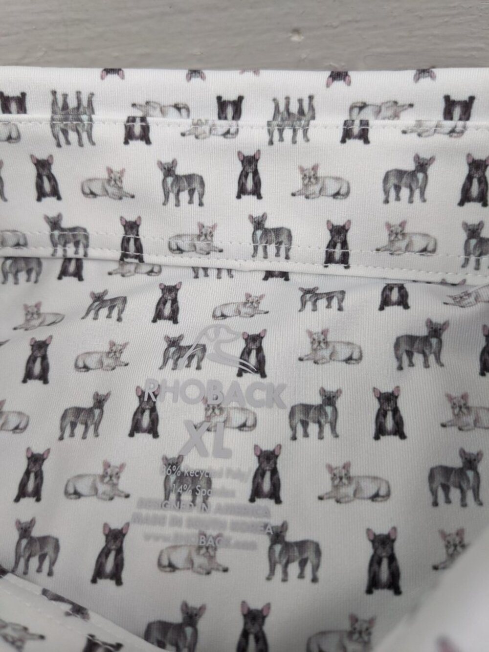 Rhoback Polo Shirt All Over Frenchie French Bulldogs Performance Mens XL - Picture 4 of 10